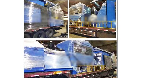 發(fā)往遼寧營口Q6926大型輥道拋丸清理機(jī)裝車發(fā)貨現(xiàn)場(chǎng)